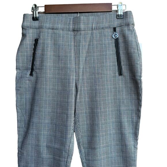 New Calvin Klein Women Gray Plaid Stretch Flat Front Mid Rise Suit Pants 8 - Picture 2 of 7